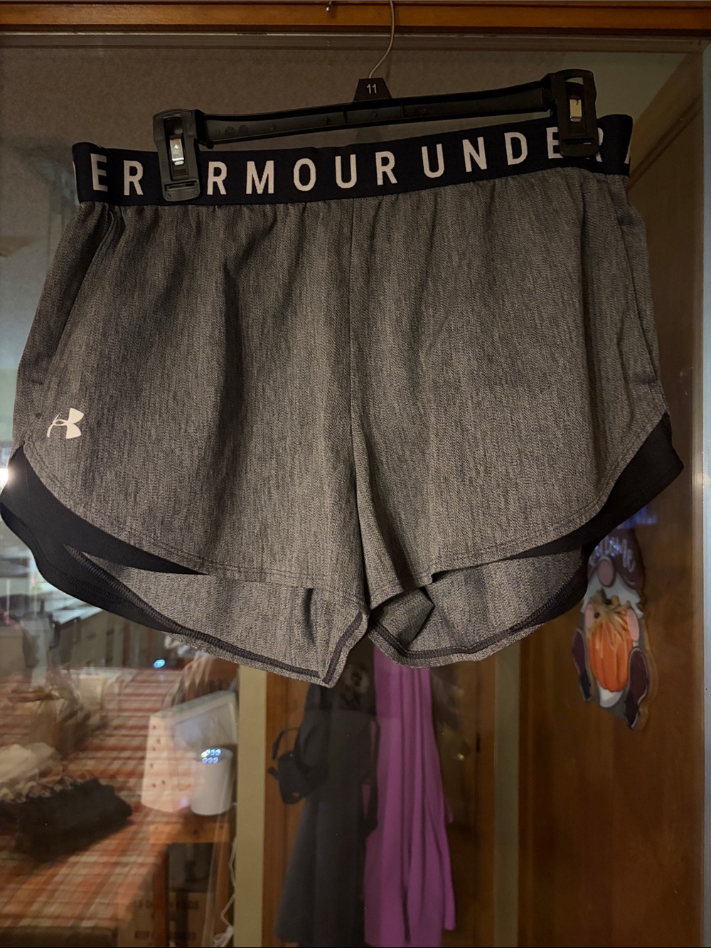 Under Armour Women's Heather Grey Athletic Shorts with Black Trim